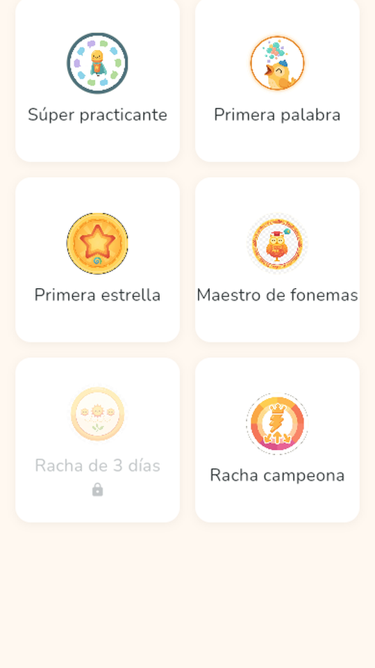 Pantalla de logros y medallas