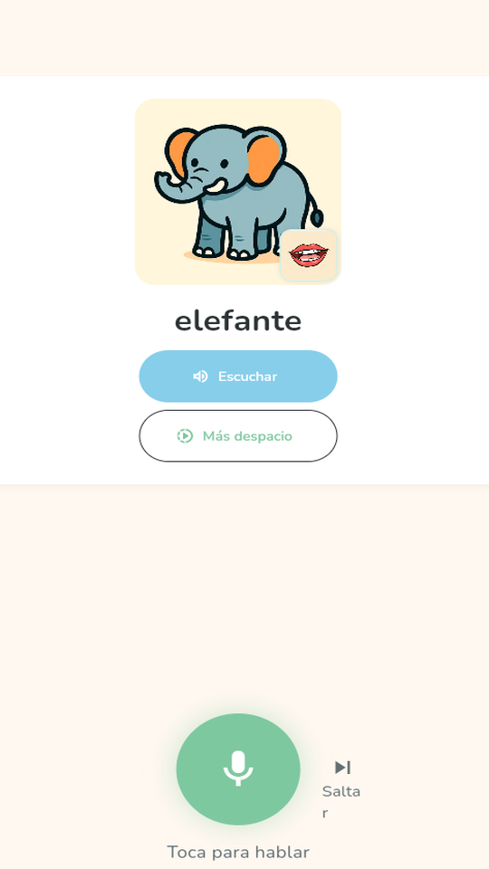 Práctica de la palabra elefante con micrófono
